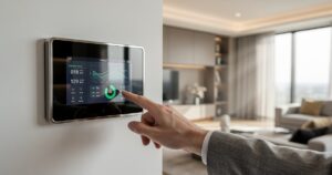 Panneau de contrôle énergétique sur un mur d'une maison haut de gamme