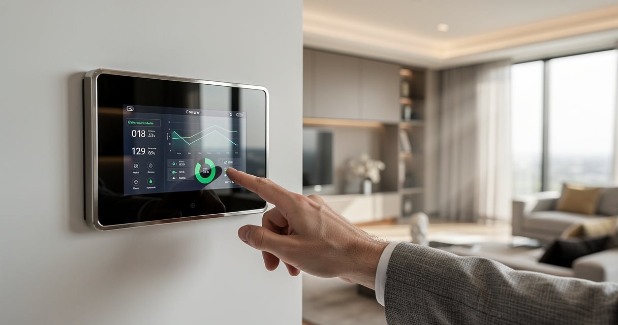 Panneau de contrôle énergétique sur un mur d'une maison haut de gamme